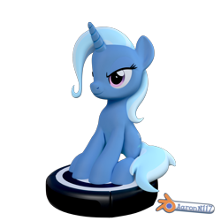 Size: 1920x1920 | Tagged: safe, artist:shreddy117, derpibooru original, character:trixie, species:pony, 3d, behaving like a cat, blender, cycles, female, glare, mare, ponies riding roombas, roomba, simple background, sitting, smiling, smirk, solo, transparent background