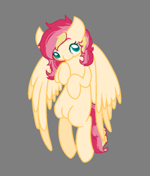 Size: 661x777 | Tagged: safe, artist:jaysey, base used, oc, oc only, parent:fluttershy, parent:sunset shimmer, parents:sunshyne, species:pegasus, species:pony, blank flank, female, gray background, magical lesbian spawn, mare, offspring, simple background, solo