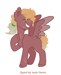 Size: 777x967 | Tagged: safe, artist:jaysey, base used, oc, oc only, oc:shampion, parent:big macintosh, parent:thunderlane, species:pegasus, species:pony, blank flank, grin, magical gay spawn, male, offspring, parents:thundermac, ponytail, scar, simple background, smiling, solo, stallion, white background