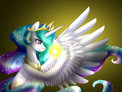 Size: 2280x1720 | Tagged: safe, artist:lada03, character:princess celestia, species:alicorn, species:pony, female, mare, praise the sun, smiling, solo, sun, tangible heavenly object, wing hands