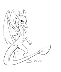 Size: 1341x1590 | Tagged: safe, artist:quadrog, character:princess ember, species:dragon, female, smiling, solo