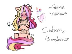 Size: 1600x1200 | Tagged: safe, artist:jaysey, oc, oc only, parent:moondancer, parent:princess cadance, species:pony, species:unicorn, blushing, color palette, female, glasses, magical lesbian spawn, mare, offspring, shy, simple background, solo, transparent background