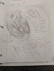 Size: 3024x4032 | Tagged: safe, artist:royalwolf1111, oc, oc only, oc:cosmic harmony, oc:melody shard, big wings, lined paper, looking at you, looking back, looking back at you, reference sheet, size comparison, traditional art, wings
