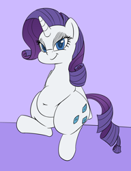 Size: 2000x2601 | Tagged: safe, artist:felsette, character:rarity, species:pony, abstract background, bedroom eyes, belly, belly button, chubby, fat, female, hoofy-kicks, raritubby, sitting, solo, squishy