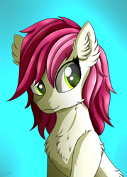Size: 1500x2100 | Tagged: safe, artist:orangejuicerus, character:roseluck, chest fluff, ear fluff, female, simple background, solo