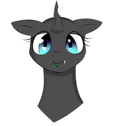 Size: 4000x4000 | Tagged: safe, artist:velvet rose, oc, oc only, species:changeling, species:pony, blep, cute, eyelashes, female, heart eyes, horn, looking at you, mare, silly, simple background, solo, tongue out, transparent background, wingding eyes