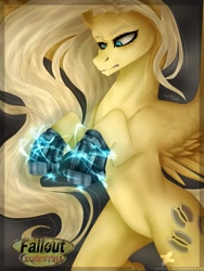 Size: 961x1280 | Tagged: safe, artist:copshop, oc, oc:psychoshy, species:pegasus, species:pony, fallout equestria, fallout equestria: project horizons, electricity, fanfic art, power hoof, powerhoof, solo