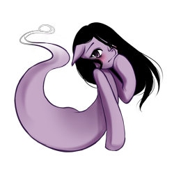 Size: 2500x2500 | Tagged: safe, artist:liny-an, oc, oc only, oc:violet sunflower, bags under eyes, colored sketch, ghost, ghost pony, looking at you, monster pony, simple background, sketch, solo, transparent background
