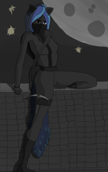 Size: 4320x6880 | Tagged: safe, artist:littlepony115, oc, oc only, oc:solar eclipse, species:anthro, species:pegasus, species:pony, absurd resolution, female, mare, moon, pickaxe, pinup, solo, thief