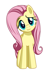 Size: 1710x2622 | Tagged: safe, artist:mirrorcrescent, character:fluttershy, species:pegasus, species:pony, cute, eyebrows, eyelashes, female, head tilt, looking at you, shyabetes, simple background, smiling, solo, transparent background
