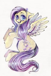 Size: 743x1099 | Tagged: safe, artist:busoni, character:fluttershy, female, paint, painting, solo, traditional art