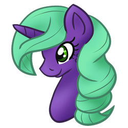 Size: 1000x1000 | Tagged: safe, artist:koharuveddette, oc, oc only, oc:glitter, species:pony, species:unicorn, adoptable, female, green, mare, purple, simple background, solo, teal, transparent background, ych result