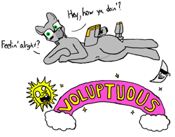 Size: 700x550 | Tagged: safe, artist:not-immortal, oc, oc only, oc:sierra summit, species:plane pony, species:pony, a-10 thunderbolt ii, banner, bucktooth, cloud, lying down, moonman, on side, original species, plane, shitposting, simple background, solo, stars, sun, transparent background
