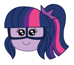 Size: 533x469 | Tagged: safe, artist:drake-rex, character:twilight sparkle, character:twilight sparkle (scitwi), species:eqg human, episode:text support, g4, my little pony: equestria girls, my little pony:equestria girls, emoji, female, glasses, ponytail, simple background, smiling, solo, text support: rarity, transparent background