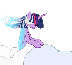 Size: 1024x926 | Tagged: safe, artist:mirrorcrescent, character:twilight sparkle, character:twilight sparkle (alicorn), species:alicorn, species:pony, comic:recall the time of no return, newbie artist training grounds, atg 2018, bandage, bed, covering eyes, dying, female, grimdark series, mare, simple background, solo, transparent background