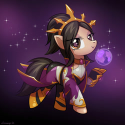Size: 2000x2000 | Tagged: safe, artist:jeremywithlove, species:pony, clothing, crossover, diablo, diablo 3, female, heroes of the storm, li-ming, mare, ponified, solo, wizard