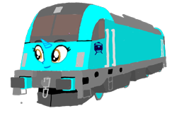 Size: 1080x720 | Tagged: safe, artist:dwayneflyer, artist:track&song, oc, oc only, oc:trackthesia, db br 182, face, horn, locomotive, requested art, siemens es64u2, simple background, train, transparent background, twitterponies