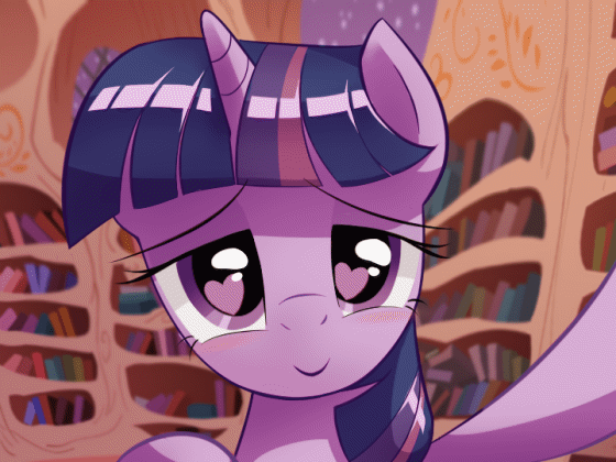 Size: 560x420 | Tagged: safe, artist:jeremywithlove, character:twilight sparkle, species:pony, species:unicorn, adorable face, animated, blinking, bronybait, cute, female, golden oaks library, heart eyes, looking at you, mare, solo, twiabetes, weapons-grade cute, wingding eyes