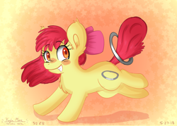Size: 4900x3500 | Tagged: safe, artist:compassrose0425, character:apple bloom, species:earth pony, species:pony, episode:the cutie pox, g4, my little pony: friendship is magic, abstract background, adorabloom, blushing, chest fluff, cute, ear fluff, female, filly, happy, loop-de-hoop, smiling, solo