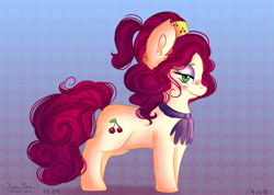 Size: 1024x731 | Tagged: safe, artist:compassrose0425, character:cherry jubilee, species:earth pony, species:pony, blushing, female, mare, smiling, solo
