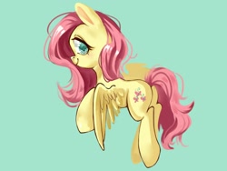 Size: 1600x1200 | Tagged: safe, artist:royal, character:fluttershy, species:pegasus, species:pony, cute, female, looking back, mare, plot, shyabetes, simple background, smiling, solo, spread wings, three quarter view, wings