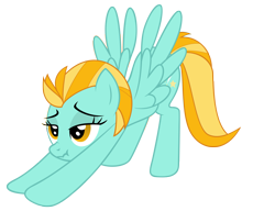 Size: 2415x1855 | Tagged: safe, artist:luckysmores, character:lightning dust, species:pegasus, species:pony, exploitable meme, female, iwtcird, mare, scrunchy face, simple background, solo, stretching, transparent background, vector