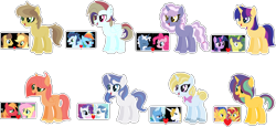 Size: 2076x954 | Tagged: safe, artist:king-justin, character:applejack, character:big mcintosh, character:caramel, character:comet tail, character:fancypants, character:flash sentry, character:fluttershy, character:pinkie pie, character:pokey pierce, character:prince blueblood, character:rainbow dash, character:rarity, character:soarin', character:sunset shimmer, character:trixie, character:twilight sparkle, oc, parent:applejack, parent:big macintosh, parent:caramel, parent:comet tail, parent:fancypants, parent:flash sentry, parent:fluttershy, parent:pinkie pie, parent:pokey pierce, parent:prince blueblood, parent:rainbow dash, parent:rarity, parent:soarin', parent:sunset shimmer, parent:trixie, parent:twilight sparkle, parents:bluetrix, parents:carajack, parents:cometlight, parents:flashimmer, parents:fluttermac, parents:pokeypie, parents:raripants, parents:soarindash, species:earth pony, species:pegasus, species:pony, species:unicorn, ship:bluetrix, ship:carajack, ship:cometlight, ship:flashimmer, ship:fluttermac, ship:pokeypie, ship:raripants, ship:soarindash, bow tie, female, freckles, male, next generation, offspring, outline, shipping, simple background, straight, transparent background, unshorn fetlocks