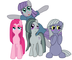Size: 7800x6420 | Tagged: safe, alternate version, artist:fascismnotincluded, character:limestone pie, character:marble pie, character:maud pie, character:pinkamena diane pie, character:pinkie pie, species:pony, absurd resolution, blushing, clothing, frock coat, frog (hoof), personality swap, simple background, transparent background, underhoof, vector