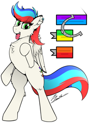 Size: 2850x3900 | Tagged: safe, artist:pedalspony, artist:raptorpwn3, oc, oc only, oc:pedals, species:pegasus, species:pony, bipedal, cute, ear piercing, piercing, simple background, smiling, solo, standing up, tail, tongue out, trans female, white background, wings
