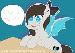 Size: 1280x905 | Tagged: safe, artist:sharpiesketches, oc, oc only, oc:arctic lust, species:bat pony, cutie mark, heart eyes, simple background, solo, wingding eyes