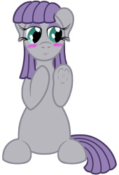 Size: 3000x4410 | Tagged: safe, artist:fascismnotincluded, character:maud pie, species:pony, blushing, cute, female, heart, hoof heart, maudabetes, missing accessory, simple background, smiling, solo, transparent background, when she smiles