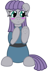 Size: 3000x4410 | Tagged: safe, artist:fascismnotincluded, character:maud pie, species:pony, blushing, clothing, cute, female, heart, hoof heart, maudabetes, simple background, smiling, solo, transparent background, when she smiles