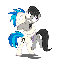 Size: 4330x4623 | Tagged: safe, artist:drpancakees, character:dj pon-3, character:octavia melody, character:vinyl scratch, species:earth pony, species:pony, species:unicorn, absurd resolution, cutie mark, female, floppy ears, hooves, horn, hug, mare, plot, simple background, smiling, squeezing, teeth, transparent background, vector