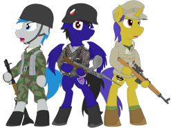 Size: 3500x2585 | Tagged: safe, artist:xphil1998, oc, oc:gravity check, oc:paladin colt, oc:trigger hooves, species:pony, bayonet, belt, boots, camouflage, clothing, fallschirmjäger, fg42, floppy ears, german, germany, gewehr 43, gun, jacket, military, military pony, military uniform, mp-18, open mouth, paratrooper, shoes, simple background, stahlhelm, submachinegun, transparent background, weapon, wehrmacht, world war ii