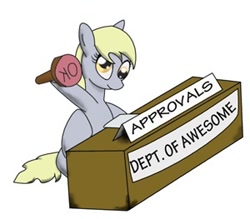 Size: 300x263 | Tagged: safe, artist:a8702131, character:derpy hooves, species:pegasus, species:pony, approved, awesome, female, mare, reaction image, simple background, sitting, solo, stamp, white background