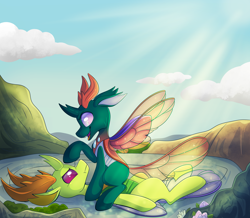 Size: 3940x3441 | Tagged: safe, artist:spindlespice, character:pharynx, character:prince pharynx, character:thorax, species:changeling, species:reformed changeling, brotherly love, changedling brothers, cute, male, pharybetes, thorabetes