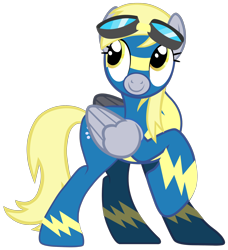 Size: 2086x2292 | Tagged: safe, artist:ramseybrony17, character:derpy hooves, species:pegasus, species:pony, clothing, female, high res, mare, raised hoof, simple background, solo, transparent background, underp, uniform, vector, wonderbolts, wonderbolts uniform