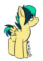 Size: 528x753 | Tagged: safe, alternate version, artist:exvius, oc, oc only, oc:apogee, species:pegasus, species:pony, background removed, cute, ear freckles, eye clipping through hair, female, filly, freckles, simple background, solo, transparent background