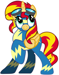 Size: 794x1005 | Tagged: safe, artist:ramseybrony17, character:sunset shimmer, species:alicorn, species:pony, alicornified, clothing, female, goggles, mare, race swap, raised hoof, shimmercorn, simple background, solo, transparent background, uniform, vector, wonderbolts, wonderbolts uniform