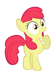 Size: 4110x5530 | Tagged: safe, artist:togekisspika35, edit, editor:slayerbvc, character:apple bloom, species:earth pony, species:pony, absurd resolution, accessory-less edit, adorabloom, cute, female, filly, missing accessory, raised hoof, shocked, simple background, solo, transparent background, vector, vector edit