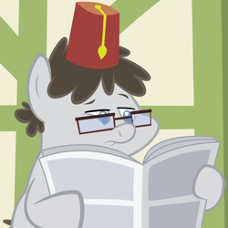 Size: 1000x1000 | Tagged: safe, artist:punchingshark, character:truffle shuffle, species:pony, class, clothing, fez, glasses, hat, newspaper, reading, solo, vector