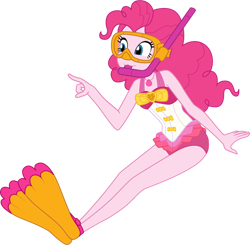 Size: 1024x1003 | Tagged: safe, artist:shoxxe, artist:zefrenchm, character:pinkie pie, my little pony:equestria girls, :3, clothing, female, geode of sugar bombs, magical geodes, simple background, snorkel, solo, swimsuit, transparent background, vector