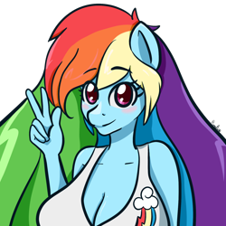 Size: 1600x1600 | Tagged: safe, artist:koharuveddette, character:rainbow dash, species:anthro, big breasts, breasts, busty rainbow dash, commission, female, never doubt blaa6 involvement, solo