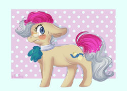 Size: 2898x2070 | Tagged: safe, artist:compassrose0425, character:mayor mare, species:earth pony, species:pony, angry, blushing, dyed mane, embarrassed, female, floppy ears, gritted teeth, hair dye, mare, simple background, solo