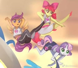 Size: 500x438 | Tagged: safe, artist:animesoul, character:apple bloom, character:scootaloo, character:sweetie belle, my little pony:equestria girls, armpits, bow, cutie mark crusaders, female, horned humanization, trio, winged humanization, wings