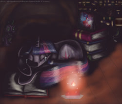 Size: 790x670 | Tagged: safe, artist:nos-talgia, character:night light, character:spike, character:twilight sparkle, character:twilight velvet, book, candle, crying, eyes closed, floppy ears, photo, prone