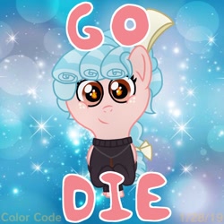 Size: 1536x1536 | Tagged: safe, artist:colorcodetheartist, character:cozy glow, species:demon pony, species:pegasus, species:pony, clothing, cozybetes, crossover, curly hair, cute, damien thorn, demon, female, filly, fire, flame eyes, foal, jewelry, necklace, pure concentrated unfiltered evil of the utmost potency, pure unfiltered evil, ribbon, south park, subversive kawaii, unsettling adorableness, wingding eyes