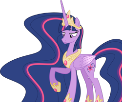 Size: 7222x6060 | Tagged: safe, artist:dashblitzfan4ever, character:twilight sparkle, character:twilight sparkle (alicorn), species:alicorn, species:pony, absurd resolution, alternate cutie mark, big wings, crown, cutie mark, female, jewelry, long horn, long mane, mare, necklace, older, older twilight, regalia, simple background, solo, transparent background, ultimate twilight, wings