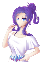 Size: 1351x1912 | Tagged: safe, artist:patty-plmh, character:rarity, species:human, clothing, female, humanized, simple background, solo