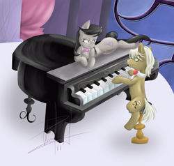 Size: 1500x1425 | Tagged: safe, artist:narbevoguel, character:frederic horseshoepin, character:octavia melody, species:earth pony, species:pony, female, fredtavia, male, piano, shipping, straight